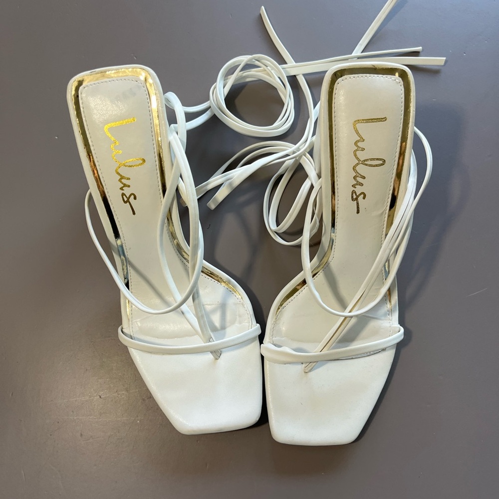 Lulu's White Elegant Strappy Heels